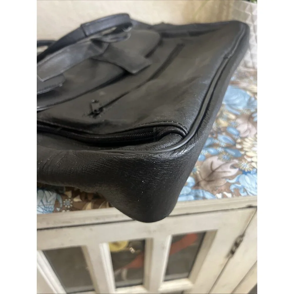 JOURDAN (Vintage) Black Leather Nylon Laptop Messenger Shoulder Bag Carry Case